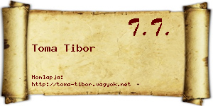 Toma Tibor névjegykártya